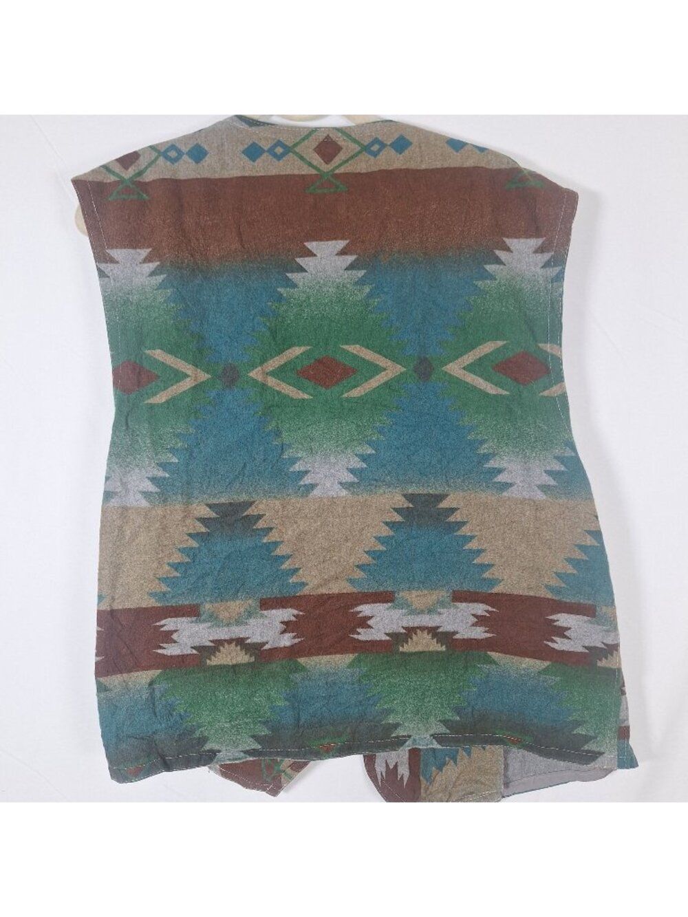Vintage Southwestern-Inspired Open Front Vest With Geometric Aztec Print